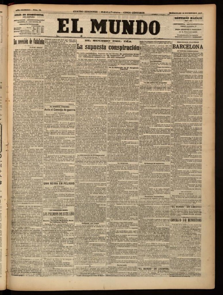 Miniatura de El Mundo del 11 de diciembre de 1907, edición de provincias