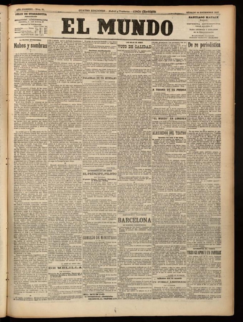 Miniatura de El Mundo del 14 de diciembre de 1907, edición de provincias