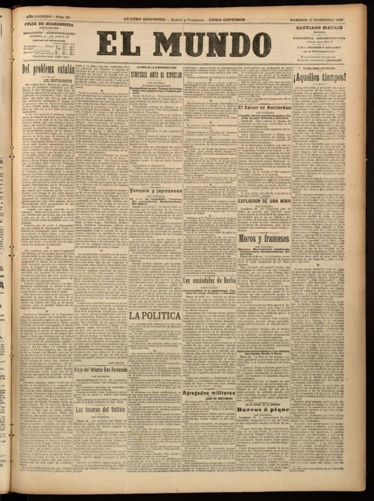 Miniatura de El Mundo del 15 de diciembre de 1907, edición de provincias