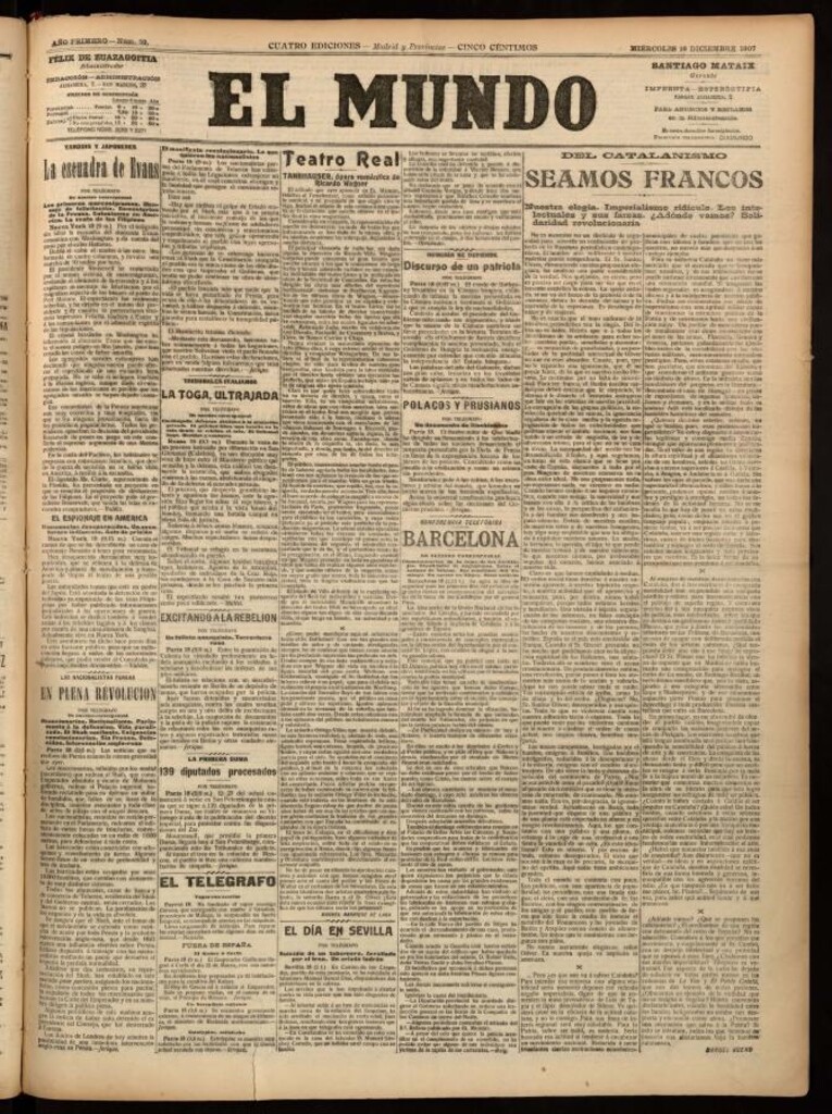 Miniatura de El Mundo del 18 de diciembre de 1907, edición de provincias