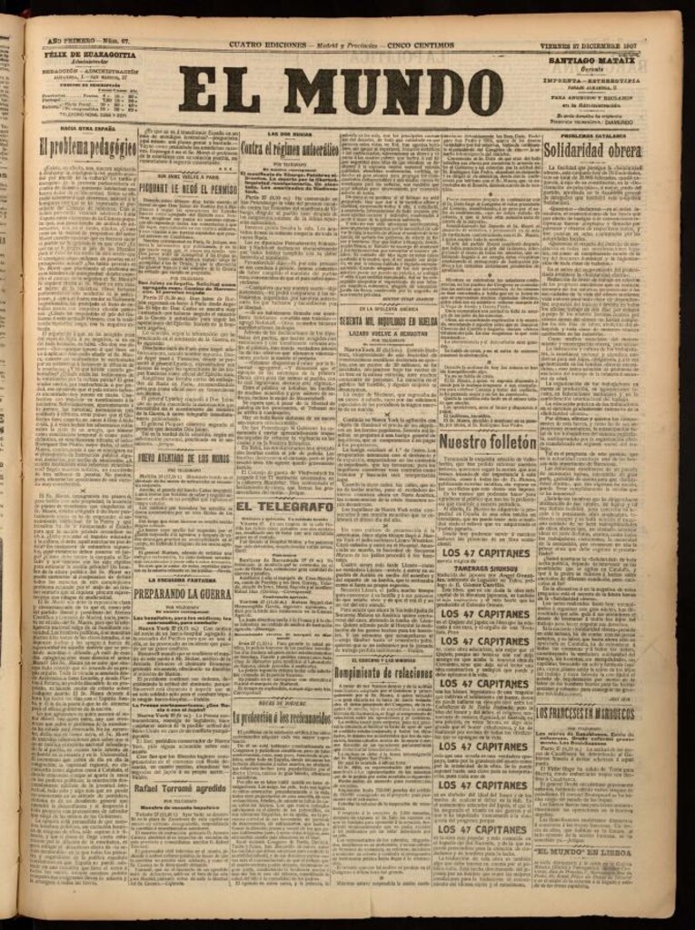 Miniatura de El Mundo del 27 de diciembre de 1907, edición de provincias