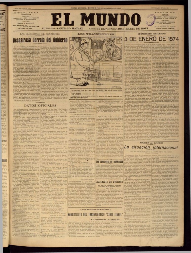 Miniatura de El Mundo del 3 de enero de 1921 (edición de provincias)