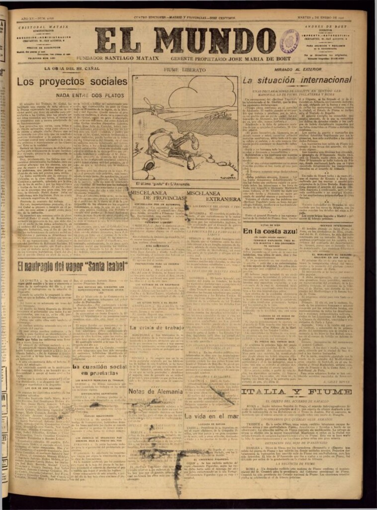 Miniatura de El Mundo del 4 de enero de 1921 (edición de provincias)