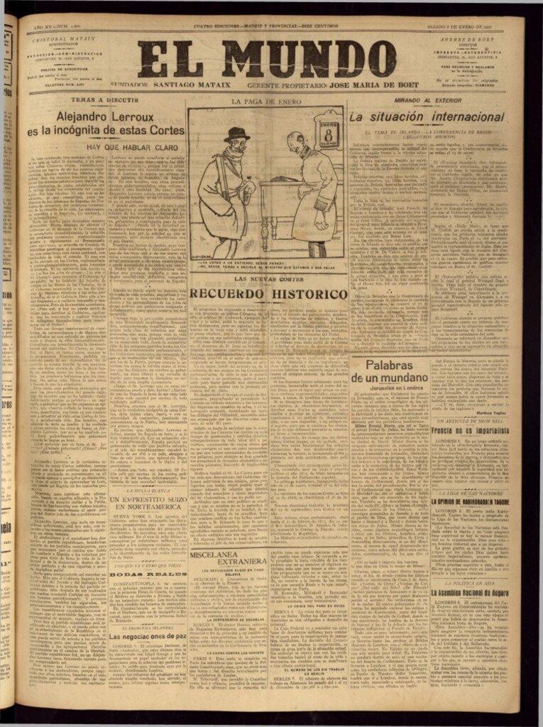 Miniatura de El Mundo del 8 de enero de 1921