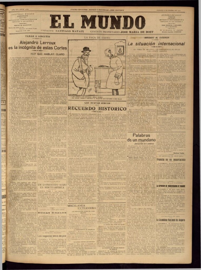 Miniatura de El Mundo del 8 de enero de 1921 (edición de provincias)