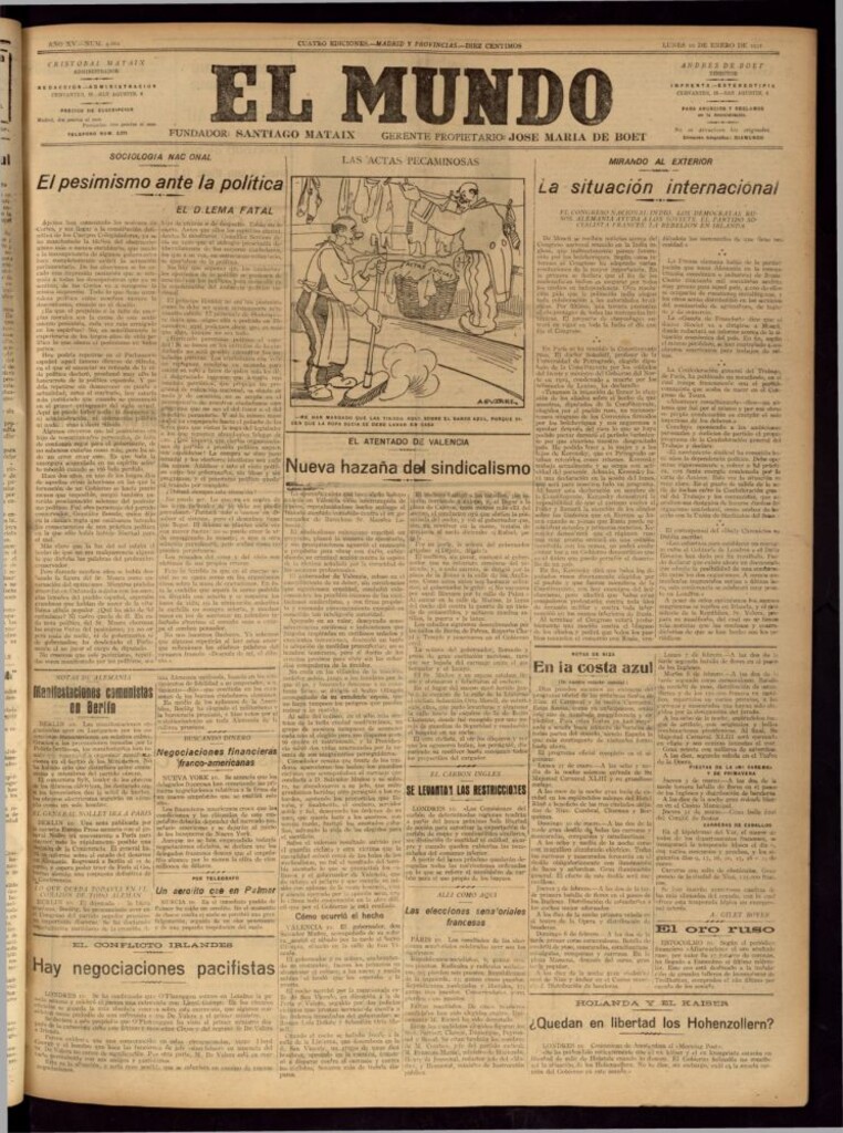 Miniatura de El Mundo del 10 de enero de 1921 (edición de provincias)
