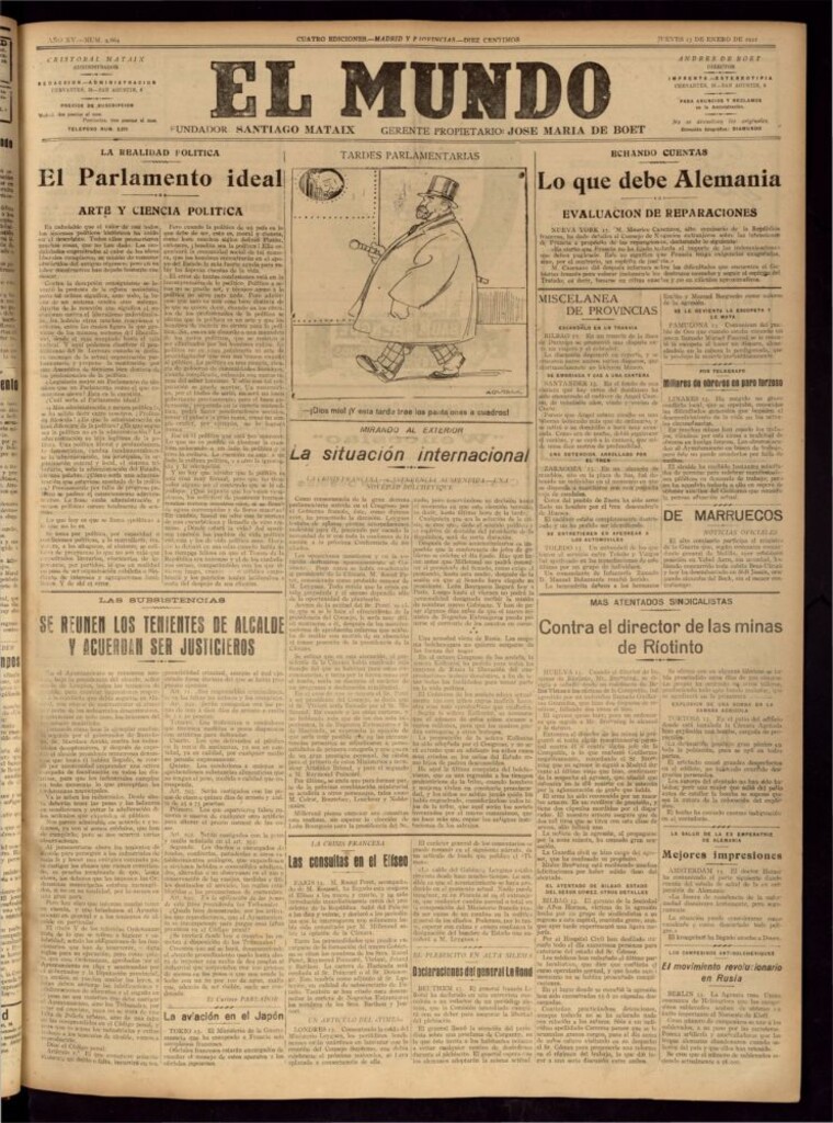 Miniatura de El Mundo del 13 de enero de 1921 (edición de provincias)