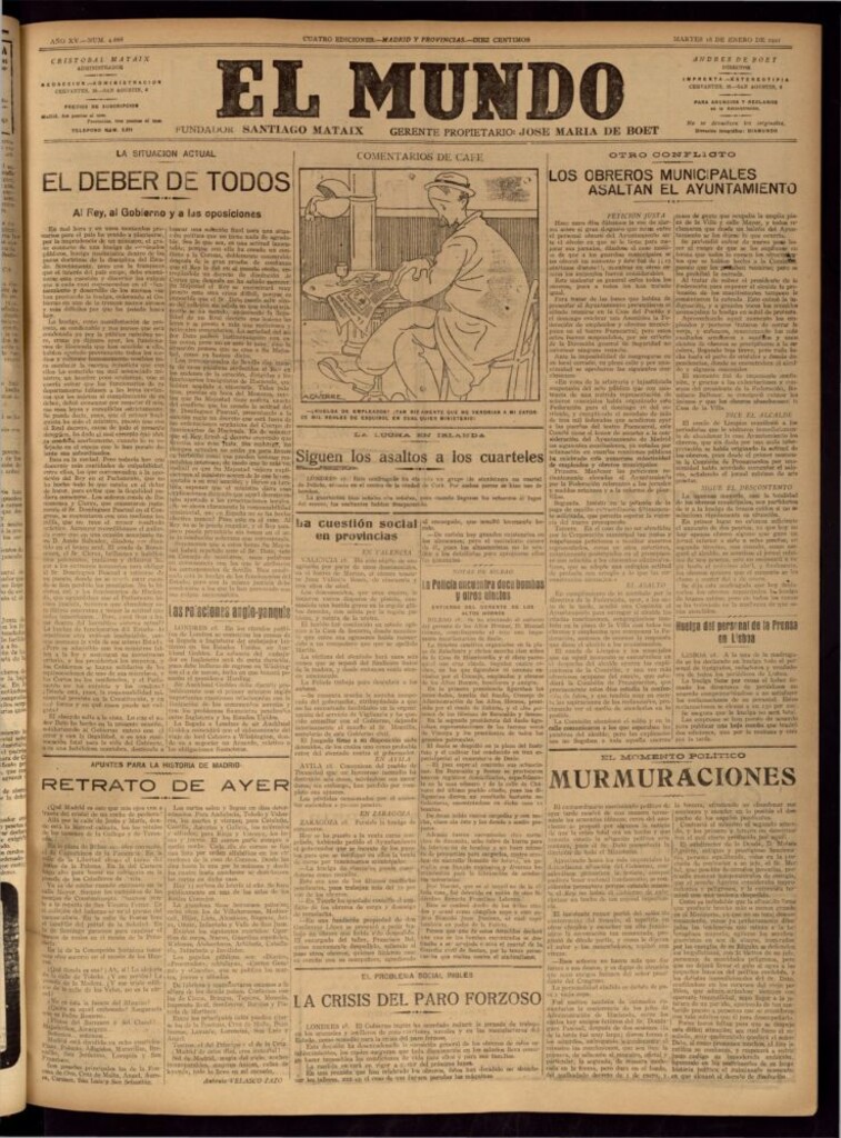 Miniatura de El Mundo del 18 de enero de 1921 (edición de provincias)