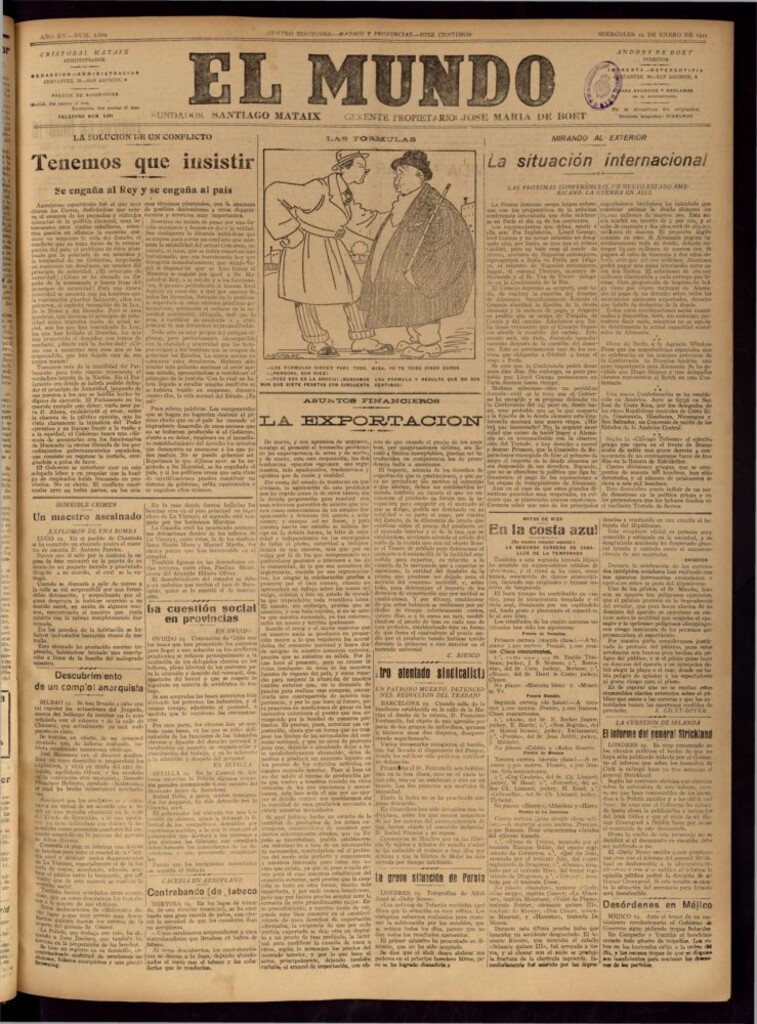 Miniatura de El Mundo del 19 de enero de 1921 (edición de provincias)