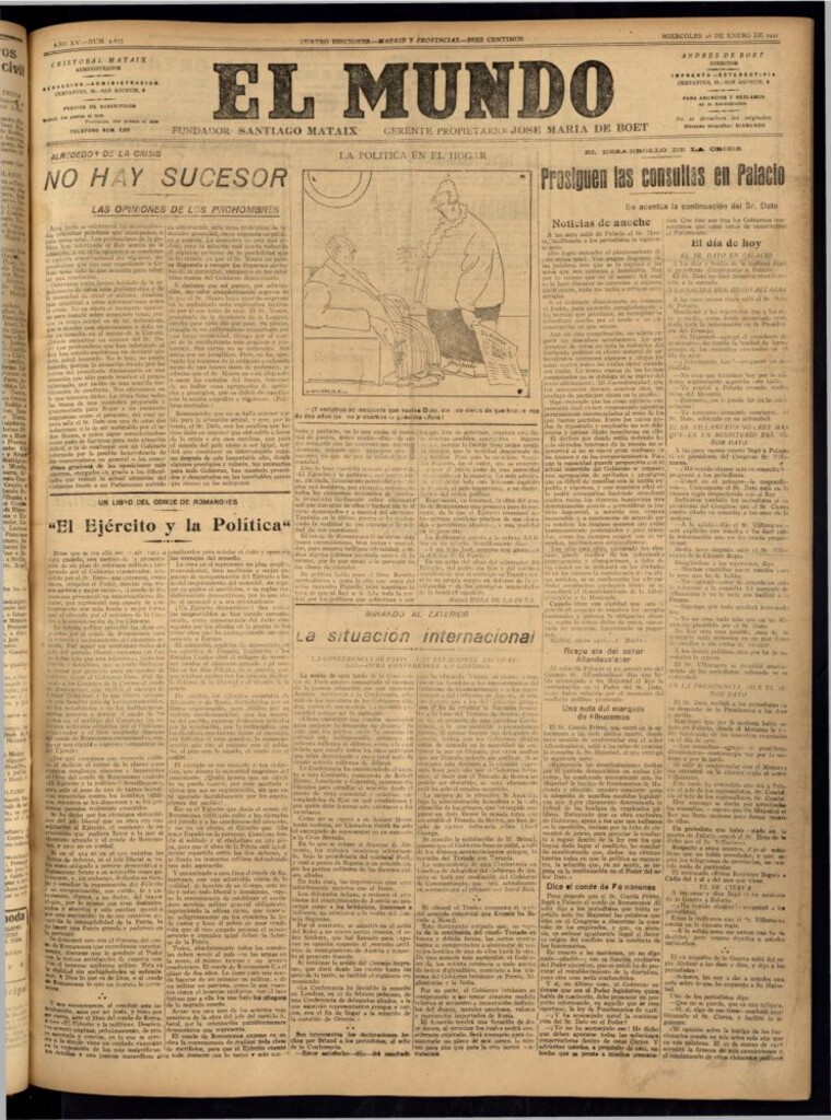 Miniatura de El Mundo del 26 de enero de 1921 (edición de provincias)