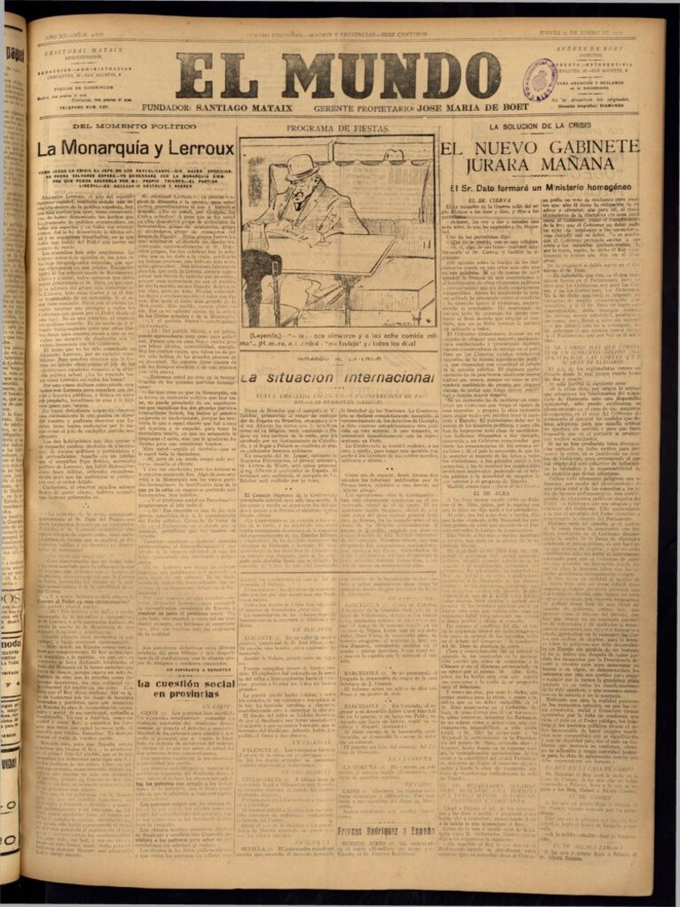 Miniatura de El Mundo del 27 de enero de 1921 (edición de provincias)