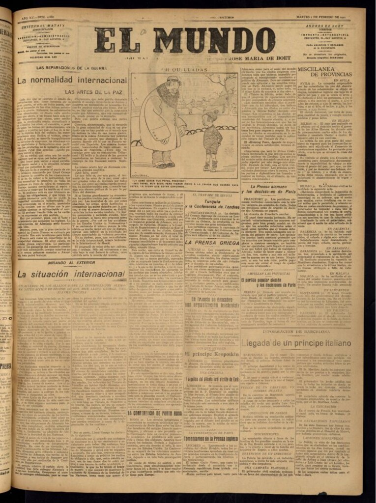 Miniatura de El Mundo del 1 de febrero de 1921 (edición de provincias)