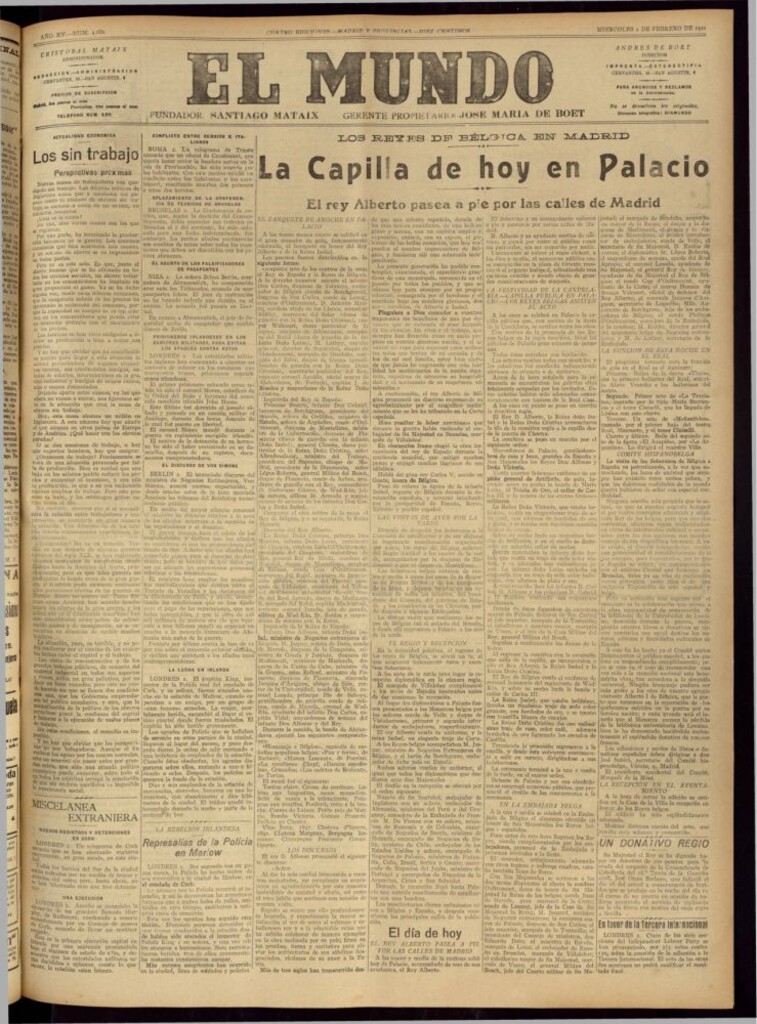 Miniatura de El Mundo del 2 de febrero de 1921