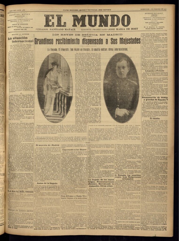 Miniatura de El Mundo del 2 de febrero de 1921 (edición de provincias)