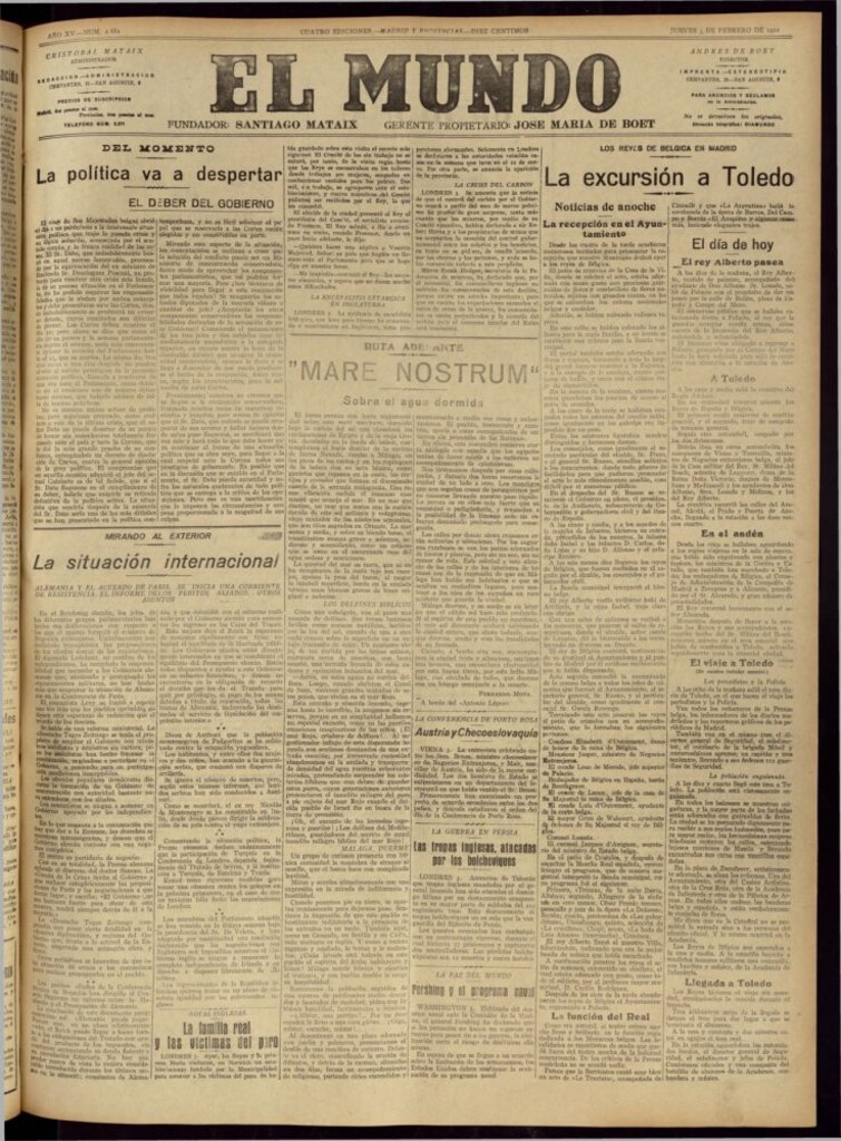 Miniatura de El Mundo del 3 de febrero de 1921