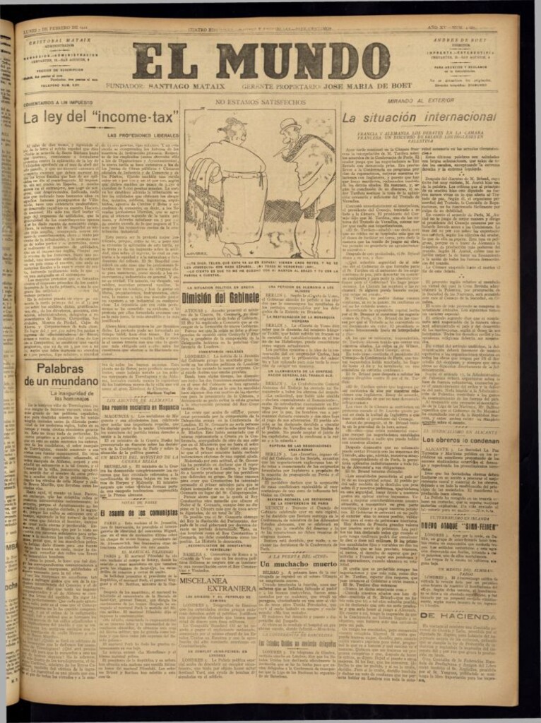 Miniatura de El Mundo del 7 de febrero de 1921 (edición de provincias)