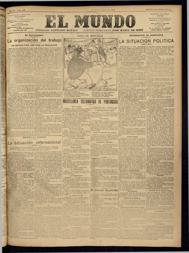 Miniatura de El Mundo del 8 de febrero de 1921 (edición de provincias)