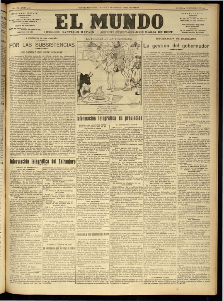 Miniatura de El Mundo del 14 de febrero de 1921