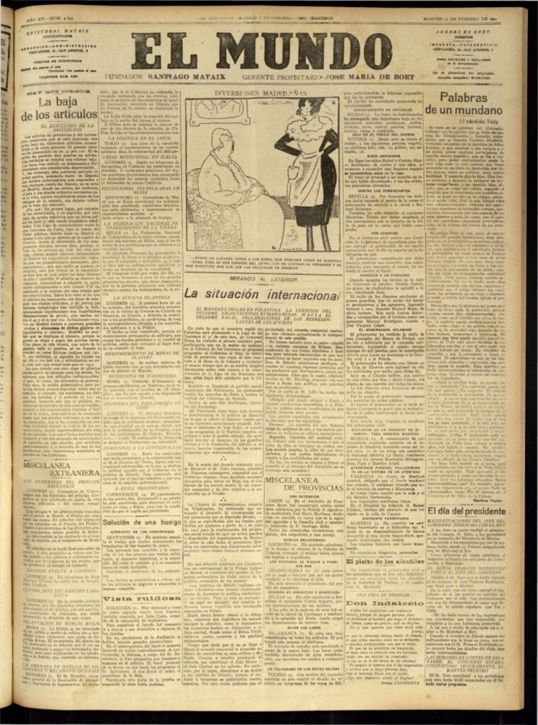Miniatura de El Mundo del 15 de febrero de 1921