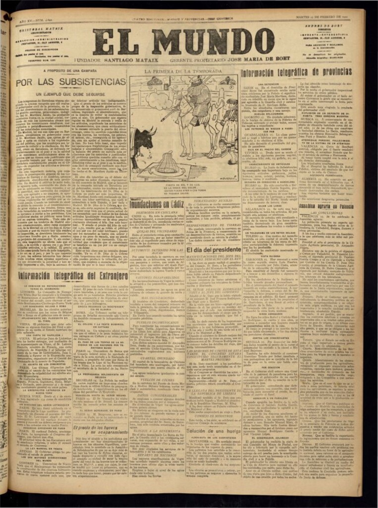 Miniatura de El Mundo del 15 de febrero de 1921 (edición de provincias)