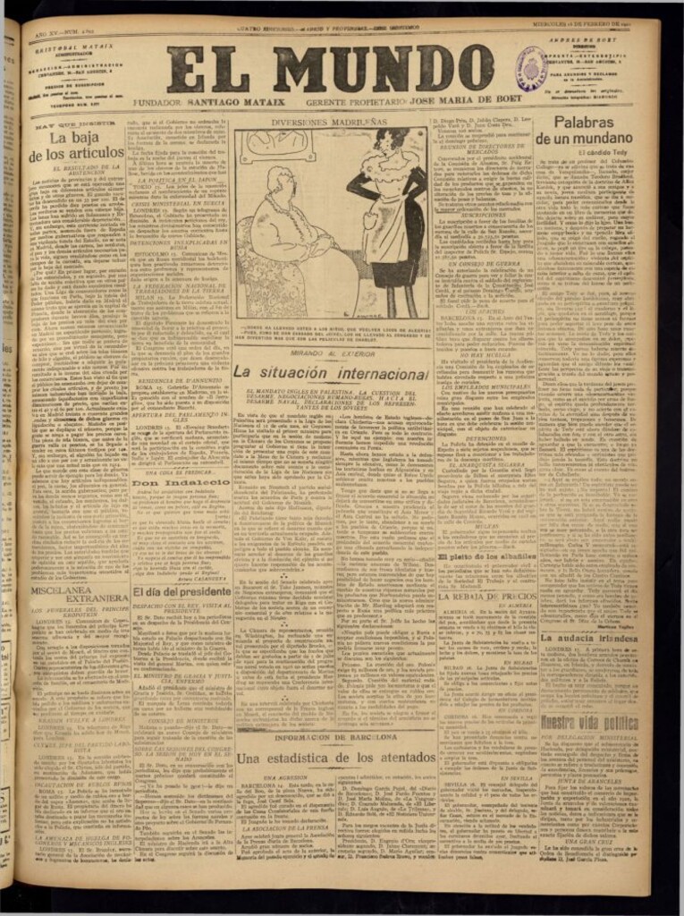 Miniatura de El Mundo del 16 de febrero de 1921 (edición de provincias)