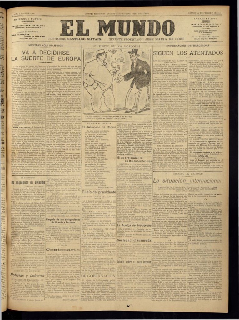 Miniatura de El Mundo del 19 de febrero de 1921 (edición de provincias)