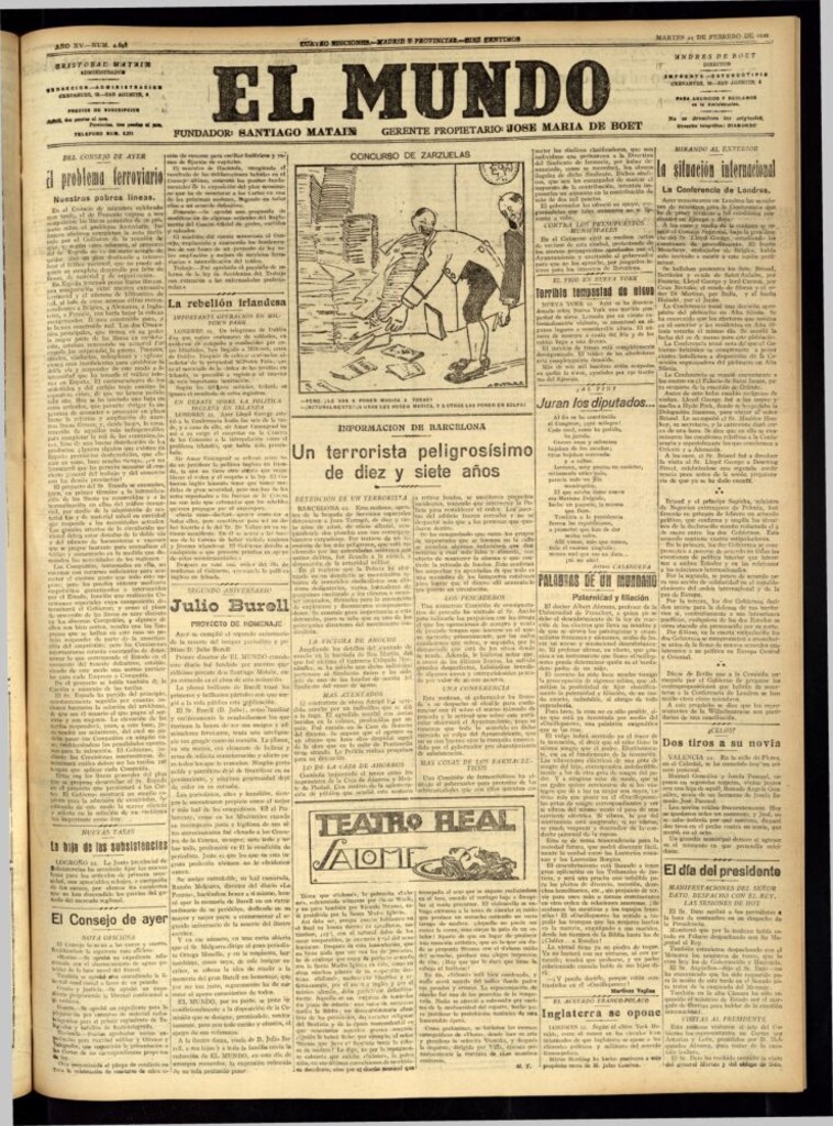 Miniatura de El Mundo del 22 de febrero de 1921
