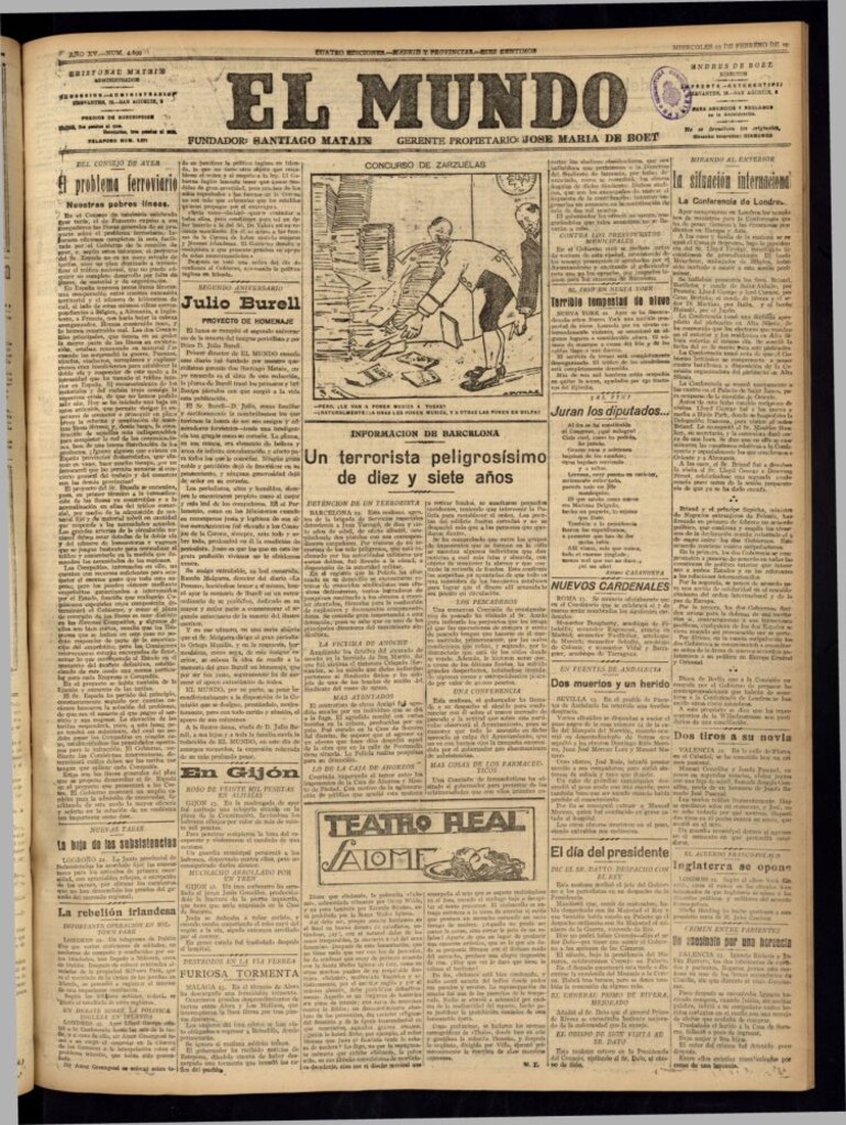 Miniatura de El Mundo del 23 de febrero de 1921 (edición de provincias)
