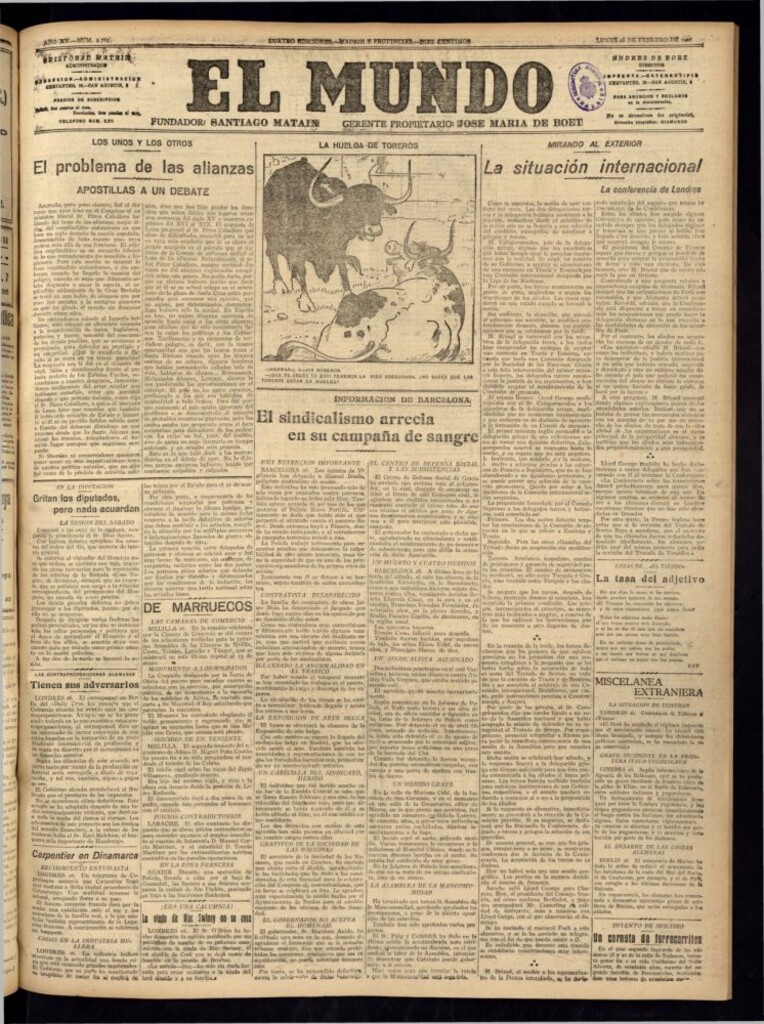 Miniatura de El Mundo del 28 de febrero de 1921 (edición de provincias)