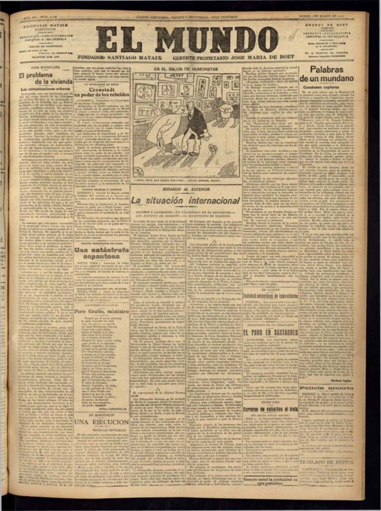 Miniatura de El Mundo del 7 de marzo de 1921 (edición de provincias)