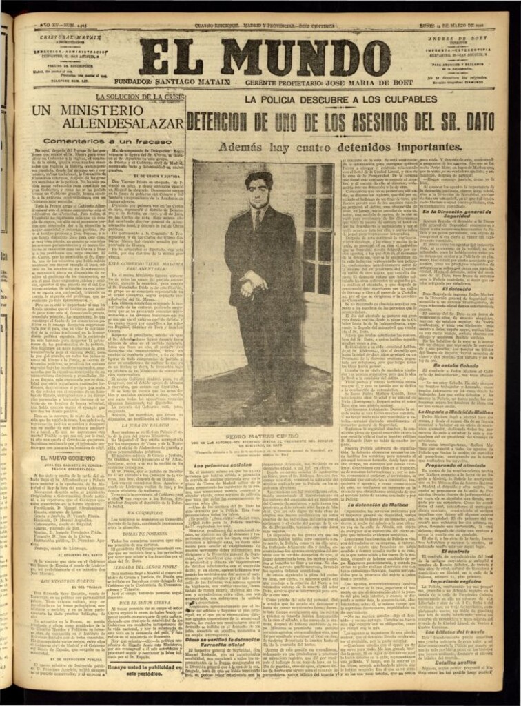 Miniatura de El Mundo del 14 de marzo de 1921