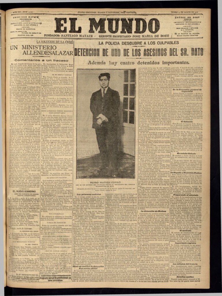 Miniatura de El Mundo del 14 de marzo de 1921 (edición de provincias)