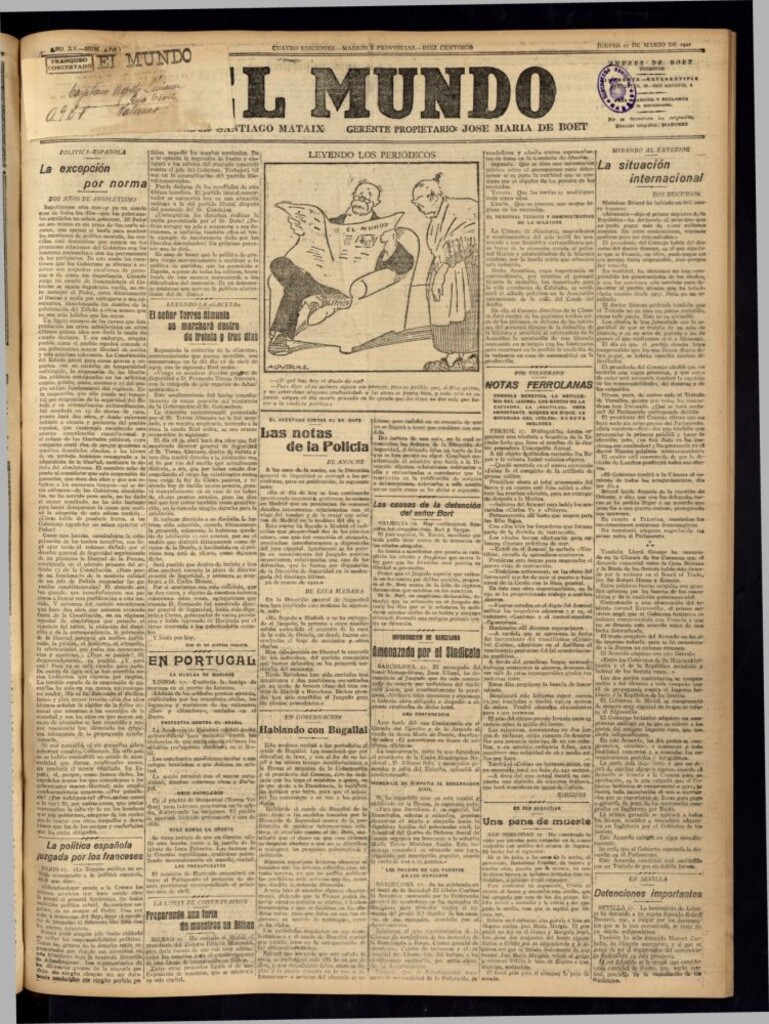 Miniatura de El Mundo del 17 de marzo de 1921 (edición de provincias)