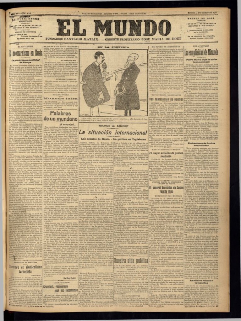 Miniatura de El Mundo del 21 de marzo de 1921 (edición de provincias)