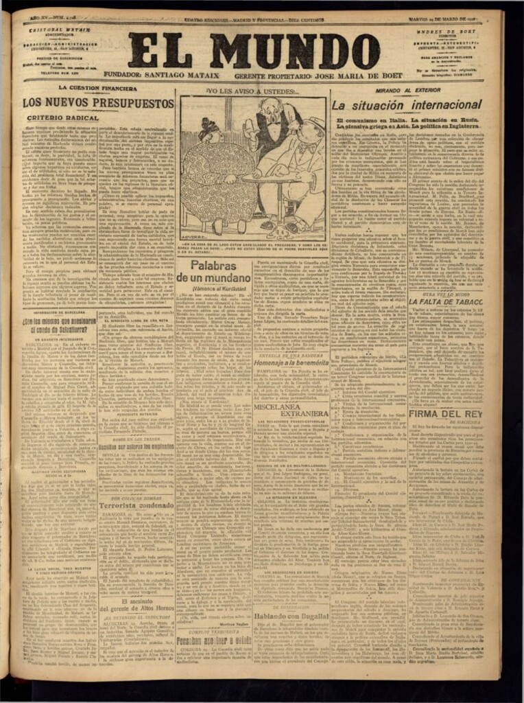 Miniatura de El Mundo del 29 de marzo de 1921 (edición de provincias)