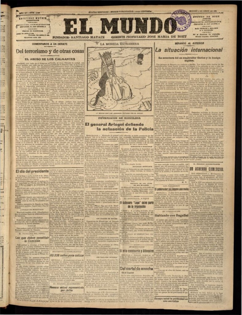Miniatura de El Mundo del 2 de abril de 1921 (edición de provincias)