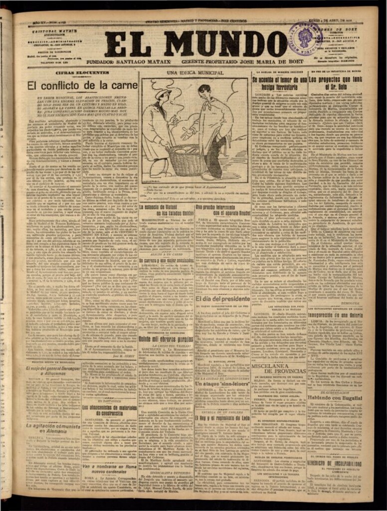 Miniatura de El Mundo del 4 de abril de 1921 (edición de provincias)
