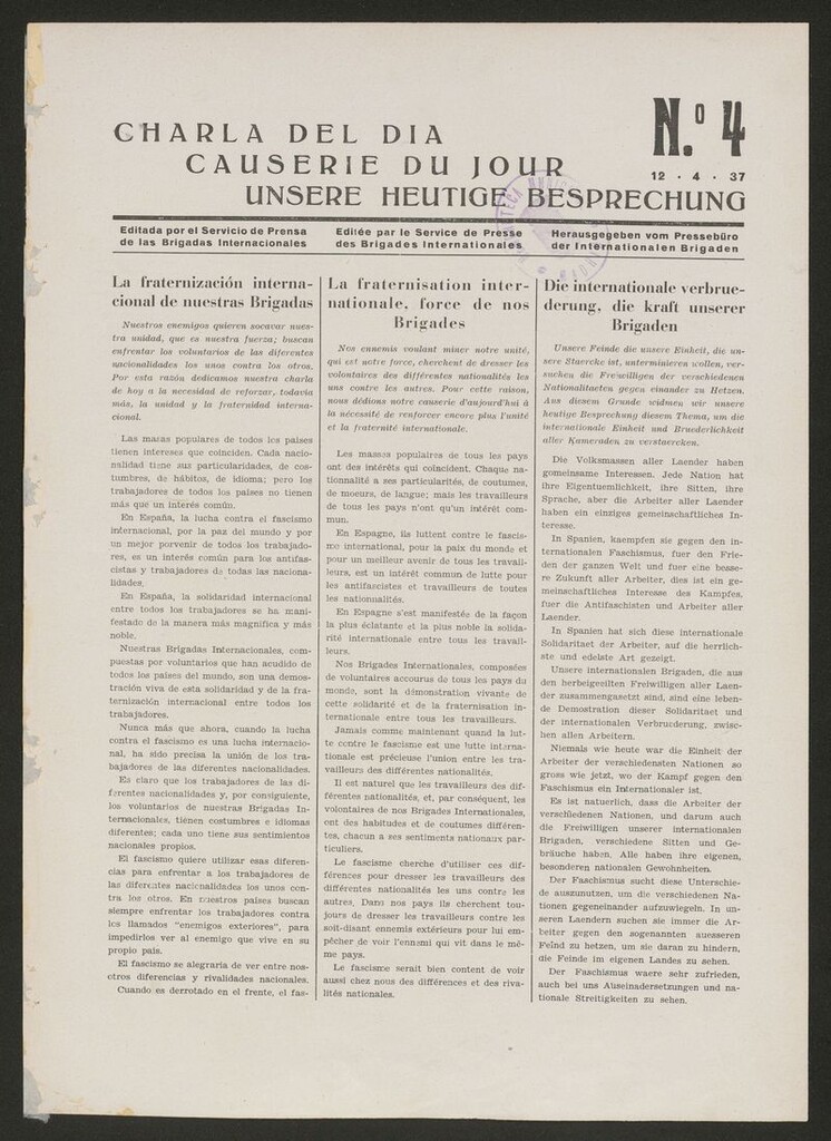 Miniatura de Charla del Día del 12 de abril de 1937