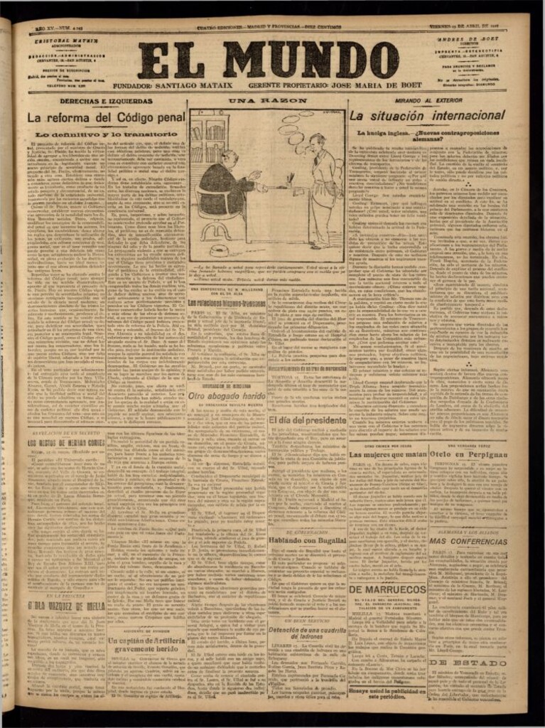 Miniatura de El Mundo del 15 de abril de 1921 (edición de provincias)