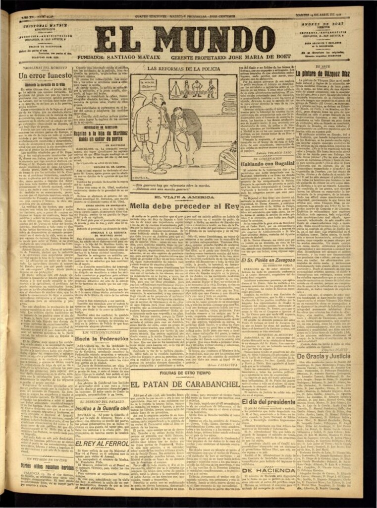 Miniatura de El Mundo del 19 de abril de 1921