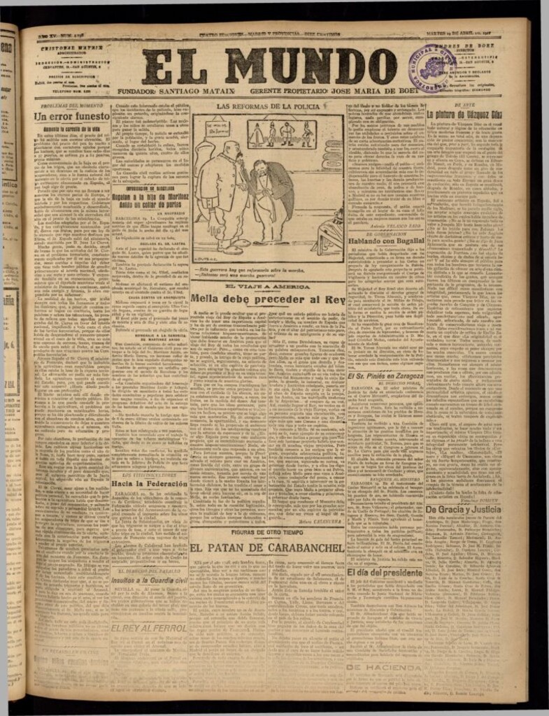 Miniatura de El Mundo del 19 de abril de 1921 (edición de provincias)