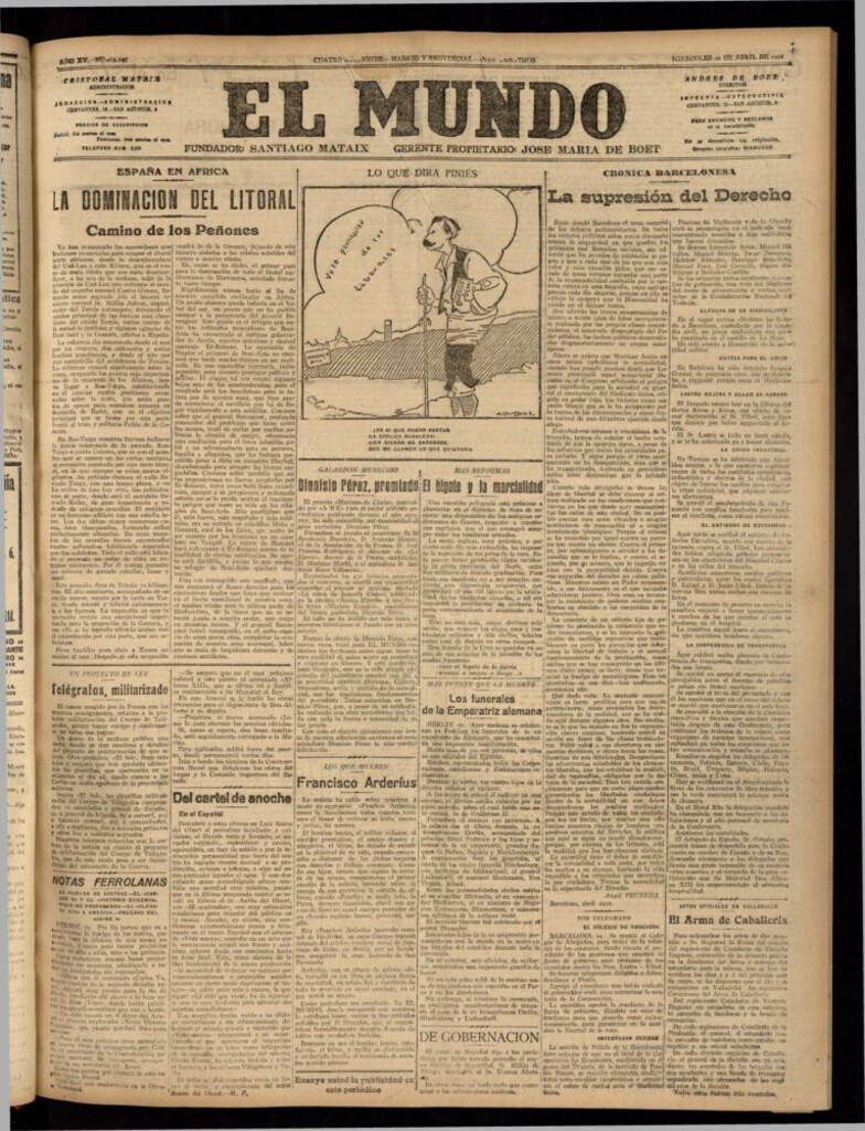 Miniatura de El Mundo del 20 de abril de 1921 (edición de provincias)
