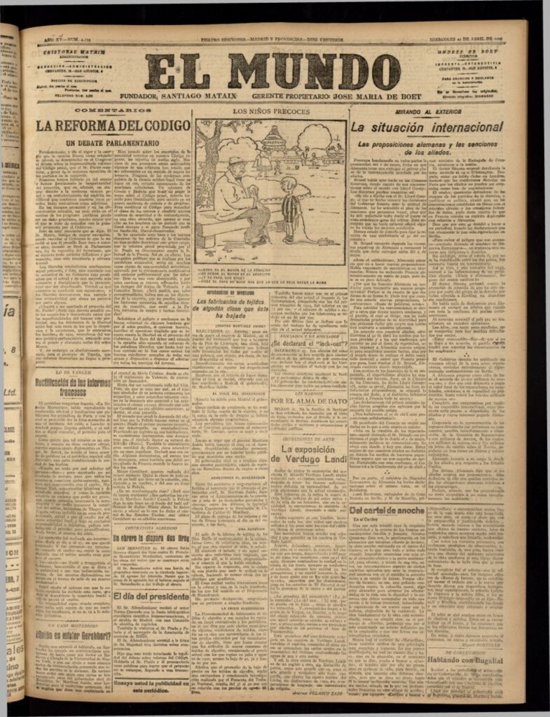 Miniatura de El Mundo del 27 de abril de 1921 (edición de provincias)