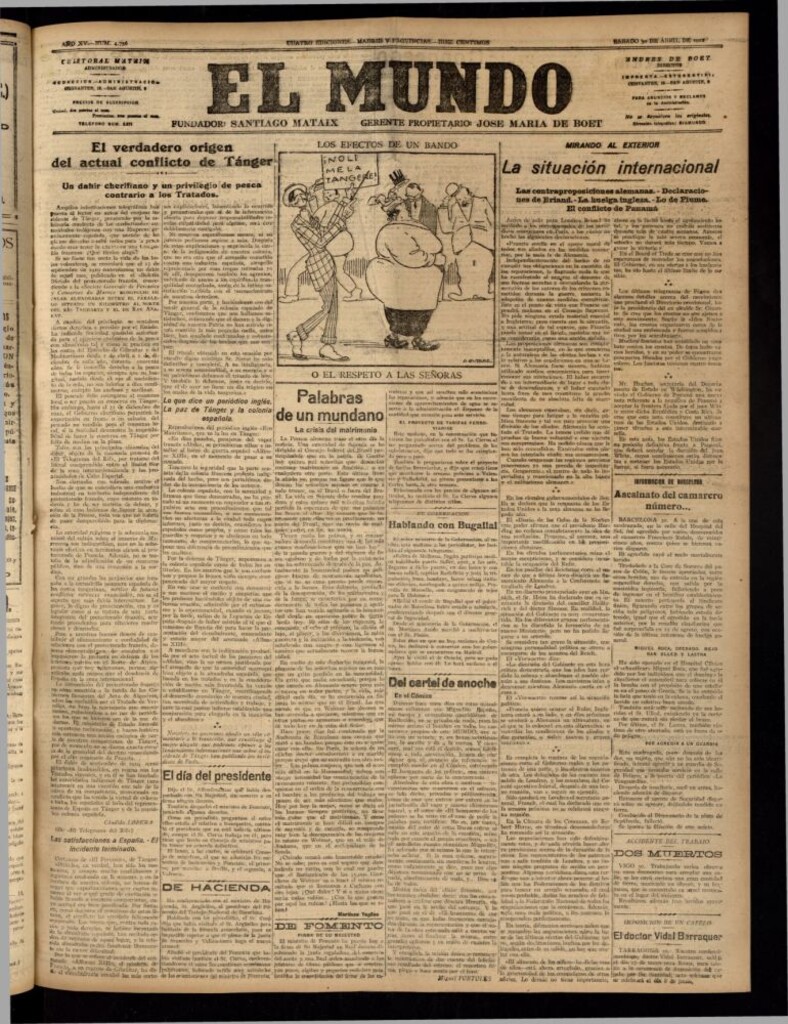 Miniatura de El Mundo del 30 de abril de 1921 (edición de provincias)