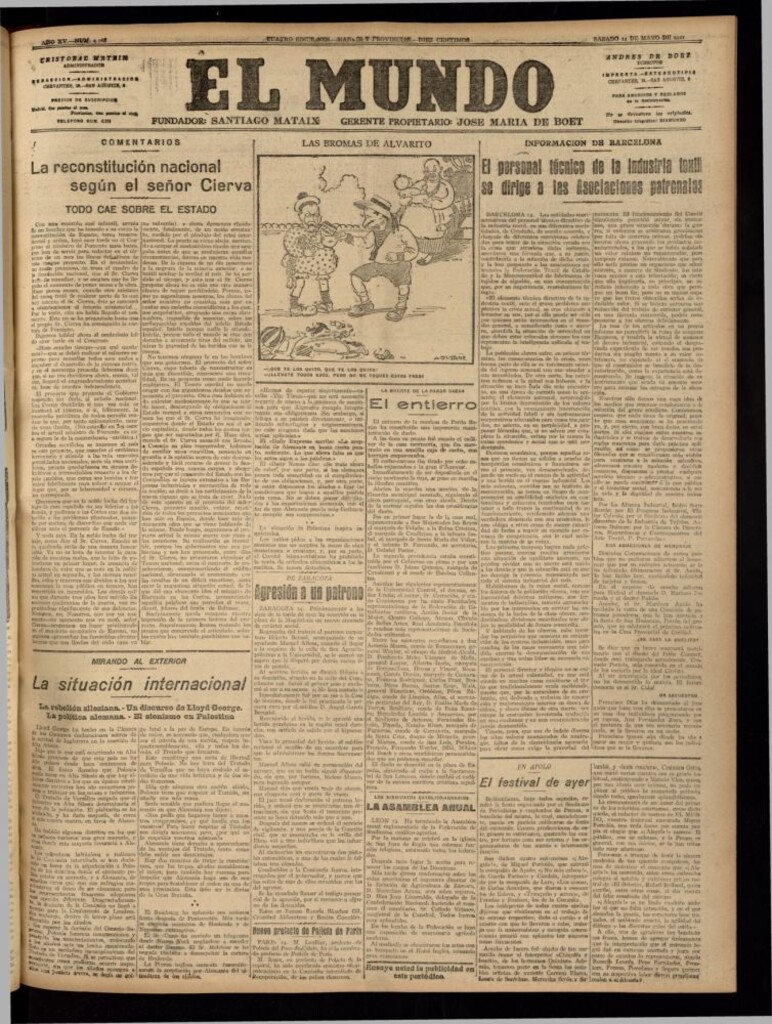 Miniatura de El Mundo del 14 de mayo de 1921 (edición de provincias)