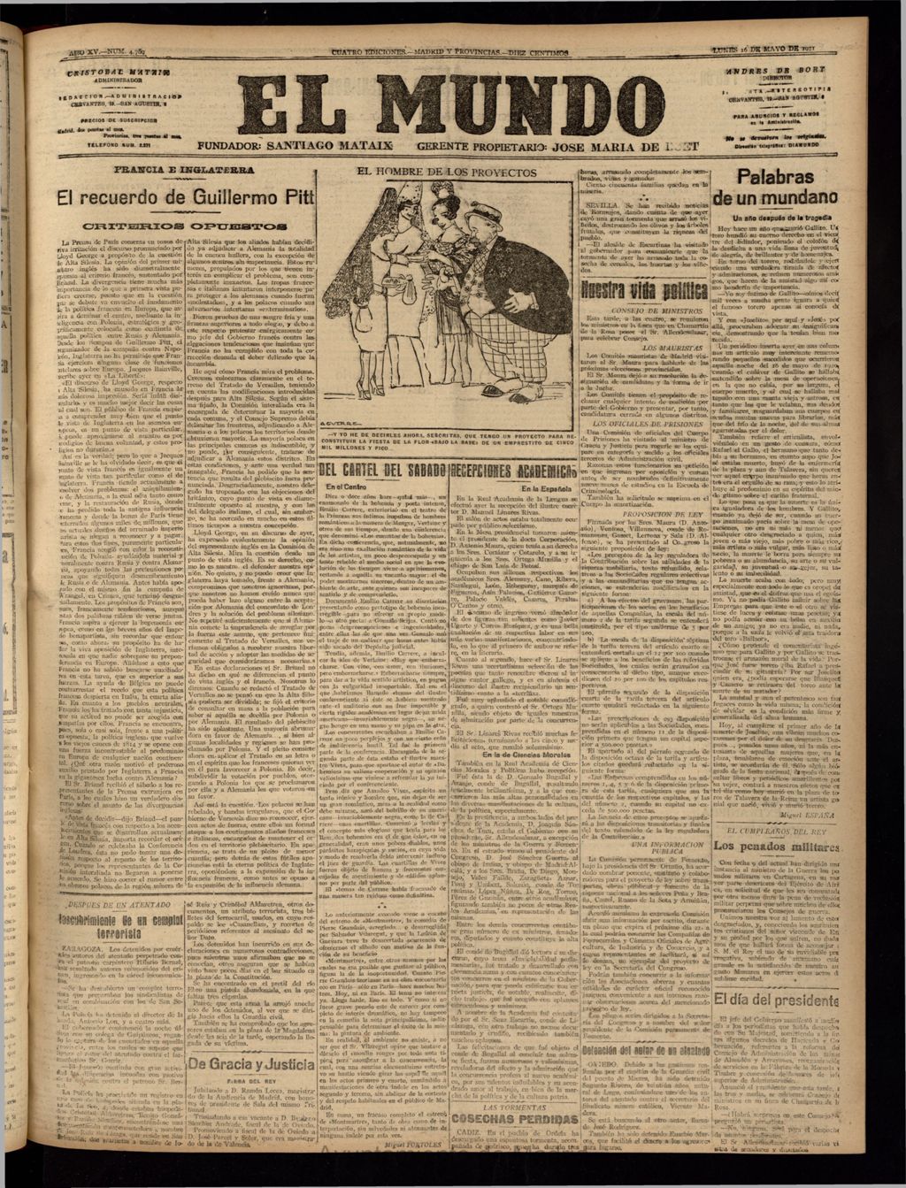 Miniatura de El Mundo del 16 de mayo de 1921 (edición de provincias)