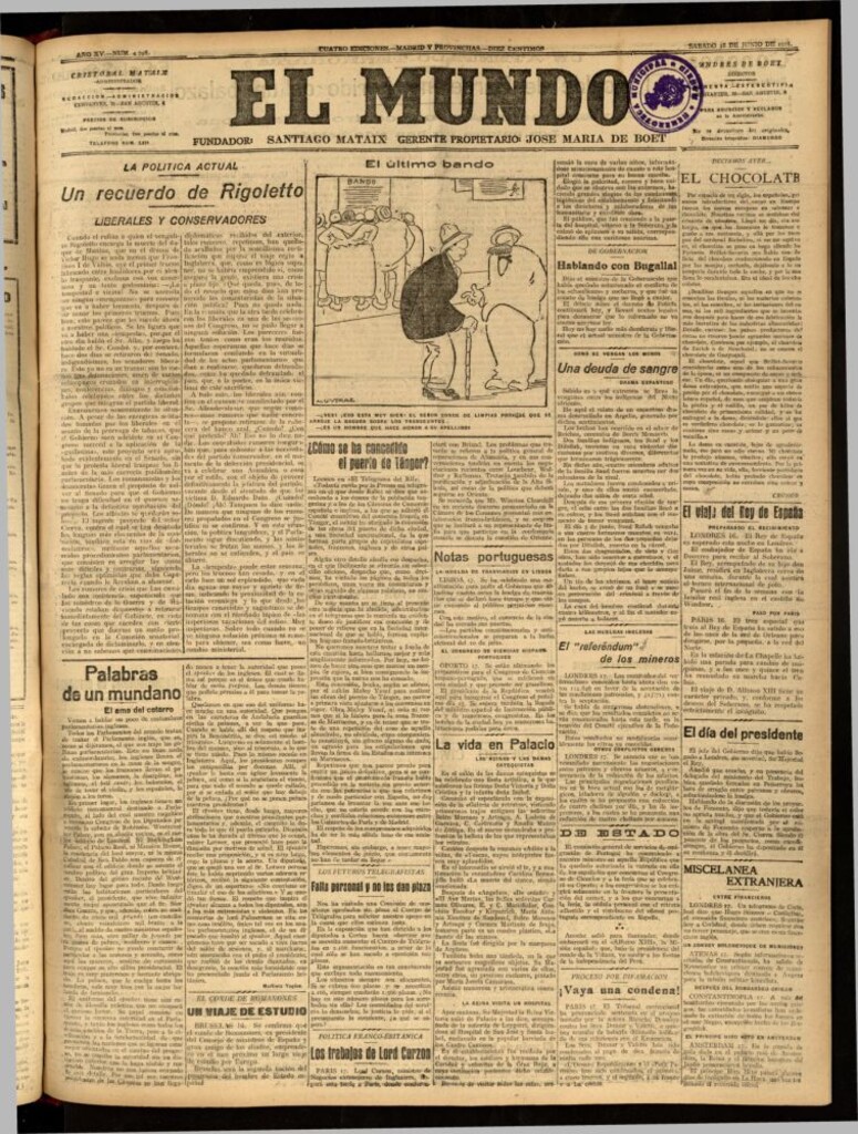 Miniatura de El Mundo del 18 de junio de 1921 (edición de provincias)