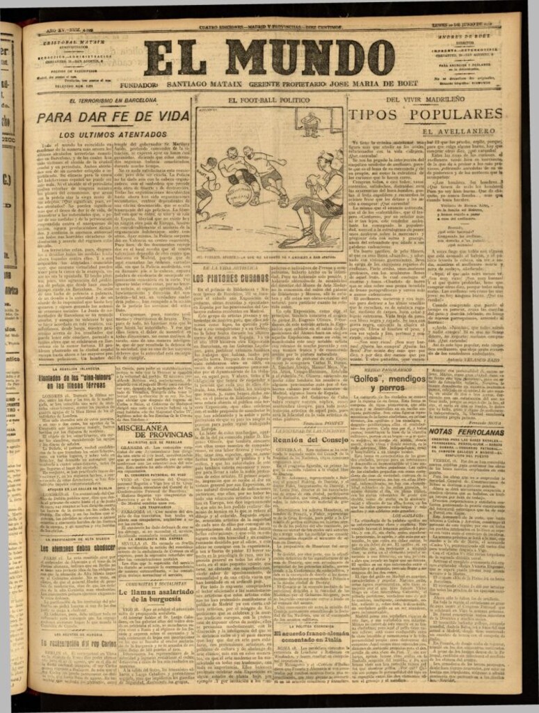 Miniatura de El Mundo del 20 de junio de 1921 (edición de provincias)