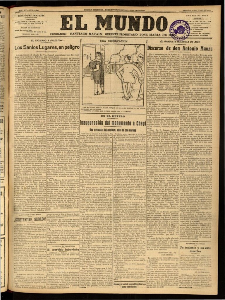 Miniatura de El Mundo del 21 de junio de 1921 (edición de provincias)