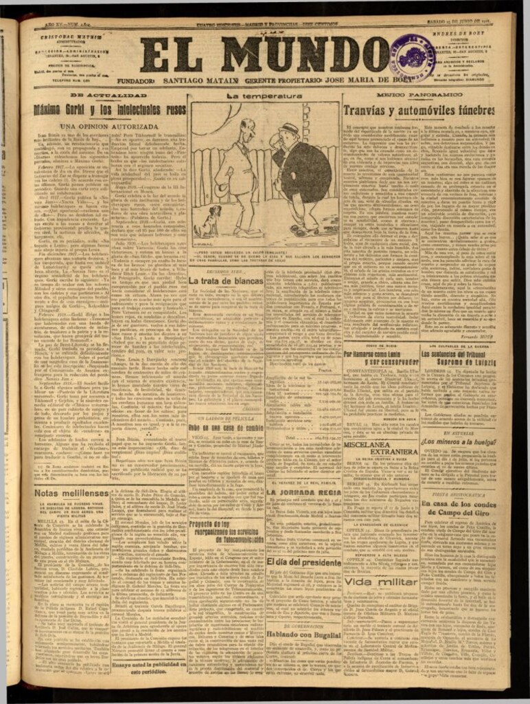 Miniatura de El Mundo del 25 de junio de 1921 (edición de provincias)